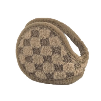 Talve earmuffid plüüsmaterjalist; veluurvooder; paksendatud disain; ruuduline muster; tagumine paigaldus (Materjal: plüüs; Vooder: veluur; Paksus: paksendatud; Muster: ruuduline; Paigaldus: tagumine)
