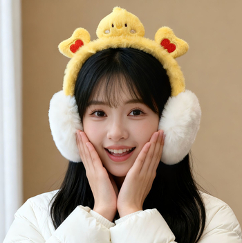 Ακουστικά αυτιών από βελούδινο ύφασμα με σχέδιο Panda, Unisex, ενήλικες, Αντιανεμικά, Αναδιπλώμενα