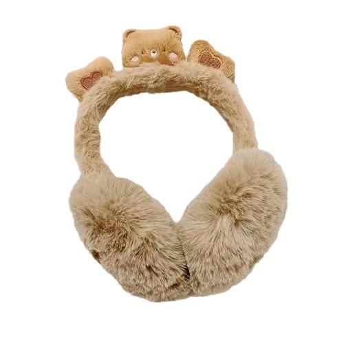 Ακουστικά αυτιών από βελούδινο ύφασμα με σχέδιο Panda, Unisex, ενήλικες, Αντιανεμικά, Αναδιπλώμενα