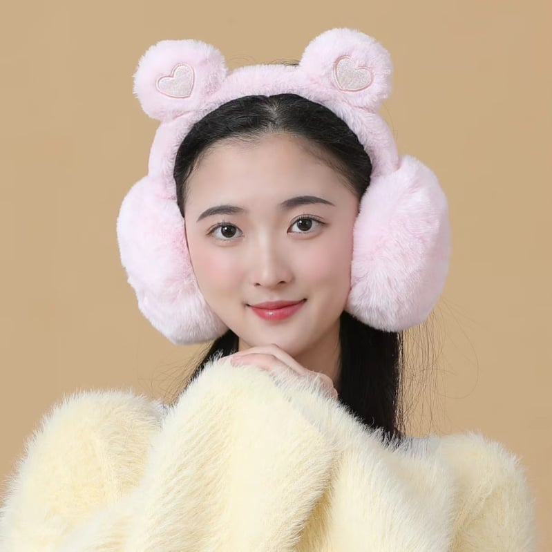 Ακουστικά αυτιών από βελούδινο ύφασμα με σχέδιο Panda, Unisex, ενήλικες, Αντιανεμικά, Αναδιπλώμενα