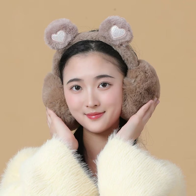 Ακουστικά αυτιών από βελούδινο ύφασμα με σχέδιο Panda, Unisex, ενήλικες, Αντιανεμικά, Αναδιπλώμενα