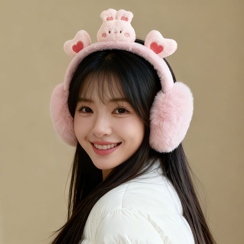 Ακουστικά αυτιών από βελούδινο ύφασμα με σχέδιο Panda, Unisex, ενήλικες, Αντιανεμικά, Αναδιπλώμενα