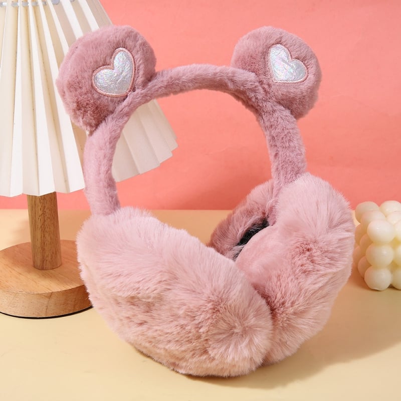 Ακουστικά αυτιών από βελούδινο ύφασμα με σχέδιο Panda, Unisex, ενήλικες, Αντιανεμικά, Αναδιπλώμενα