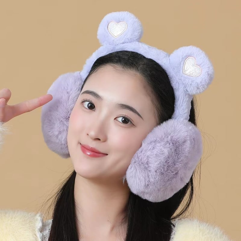 Ακουστικά αυτιών από βελούδινο ύφασμα με σχέδιο Panda, Unisex, ενήλικες, Αντιανεμικά, Αναδιπλώμενα