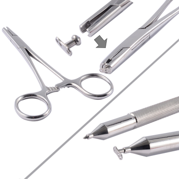 Vienreizējās lietošanas ādas punkcijas iekārta piercingam, akrila korpuss, nerūsējošā tērauda apstrāde, garš ovāls siluets, Dreamlee zīmols