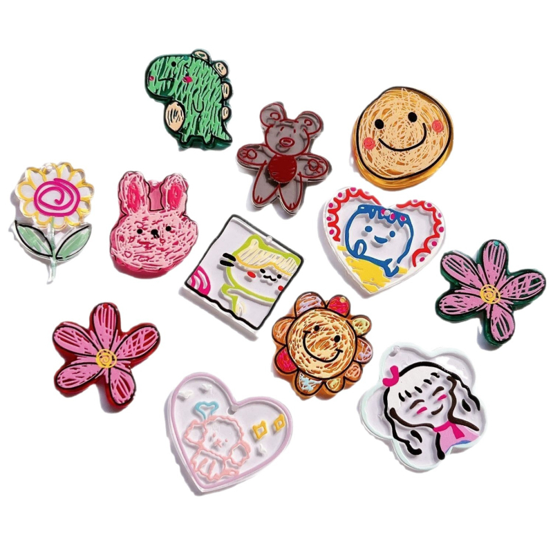 Patch za kosu – akrilna smola, obojano, crtani stil, svježe i slatko