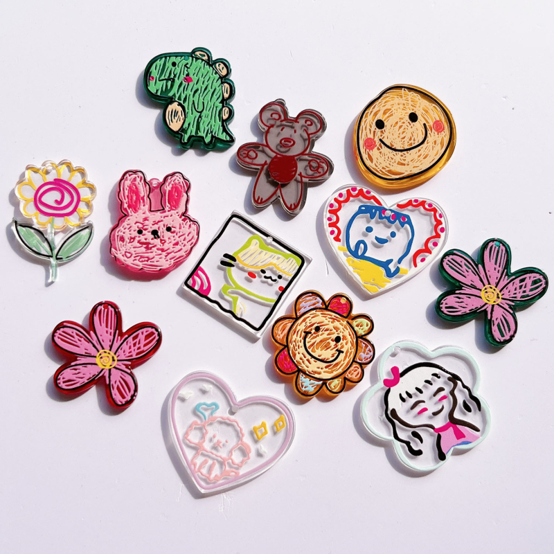 Patch za kosu – akrilna smola, obojano, crtani stil, svježe i slatko