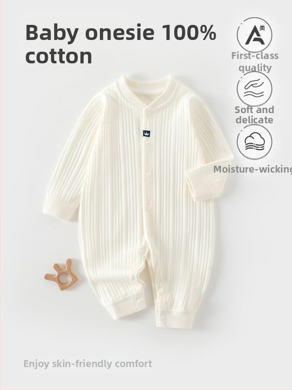 Naujagimiui kombinezonas iš 100% medvilnės, be siūlių jacquard audinys, ilgomis rankovėmis, vientisas, tinkamas visiems metų laikams, miego drabužiai kūdikiams