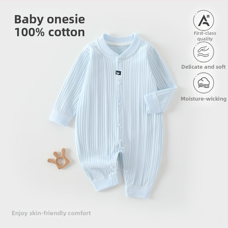 Naujagimiui kombinezonas iš 100% medvilnės, be siūlių jacquard audinys, ilgomis rankovėmis, vientisas, tinkamas visiems metų laikams, miego drabužiai kūdikiams