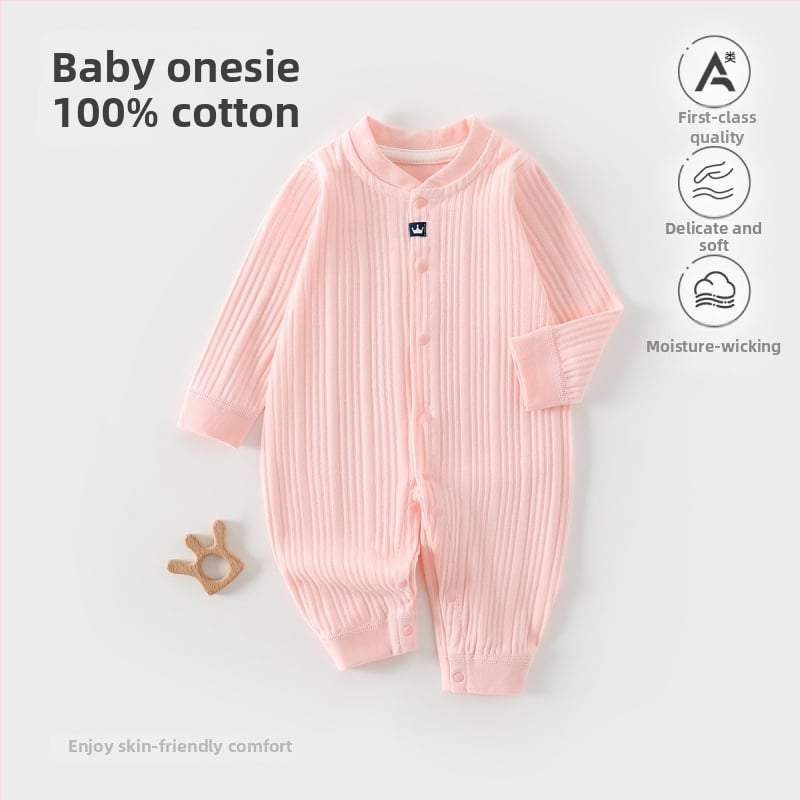 Naujagimiui kombinezonas iš 100% medvilnės, be siūlių jacquard audinys, ilgomis rankovėmis, vientisas, tinkamas visiems metų laikams, miego drabužiai kūdikiams