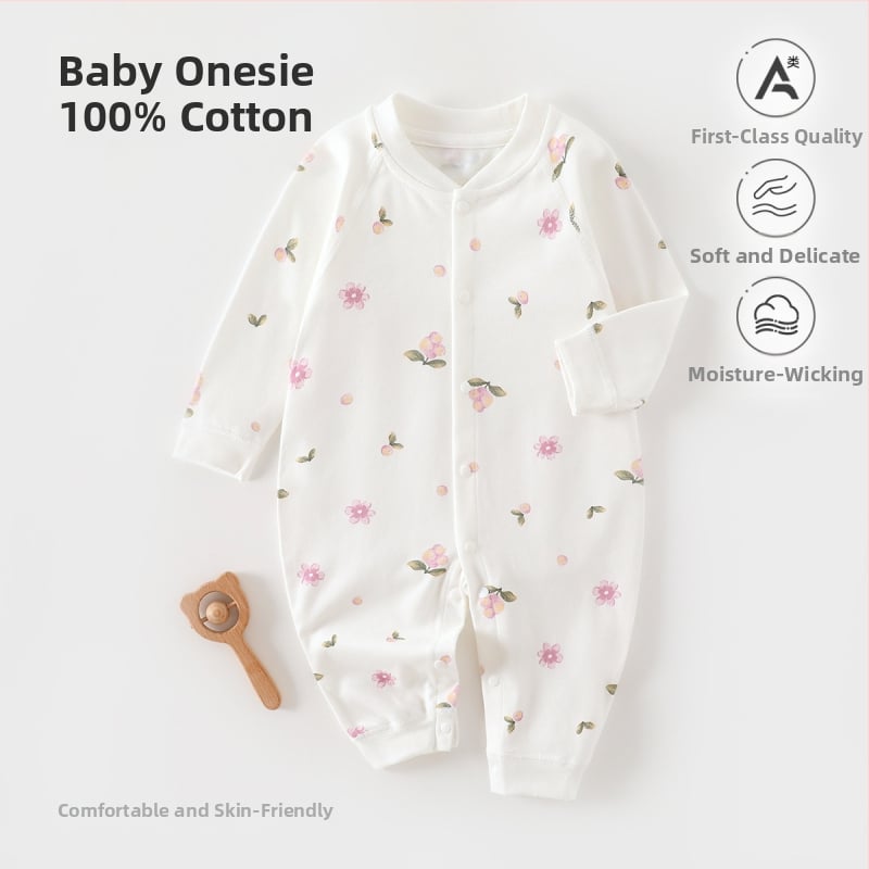 Naujagimiui kombinezonas iš 100% medvilnės, be siūlių jacquard audinys, ilgomis rankovėmis, vientisas, tinkamas visiems metų laikams, miego drabužiai kūdikiams