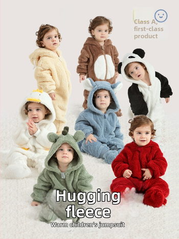 Bebriuko kombinezonas su Panda motyvu, gobtuvu iš Sherpa pūkų, storas audinys, užtrauktukas, amžius 1–3 metų (aukštis 80–100 cm)