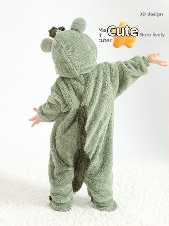 Bebriuko kombinezonas su Panda motyvu, gobtuvu iš Sherpa pūkų, storas audinys, užtrauktukas, amžius 1–3 metų (aukštis 80–100 cm)