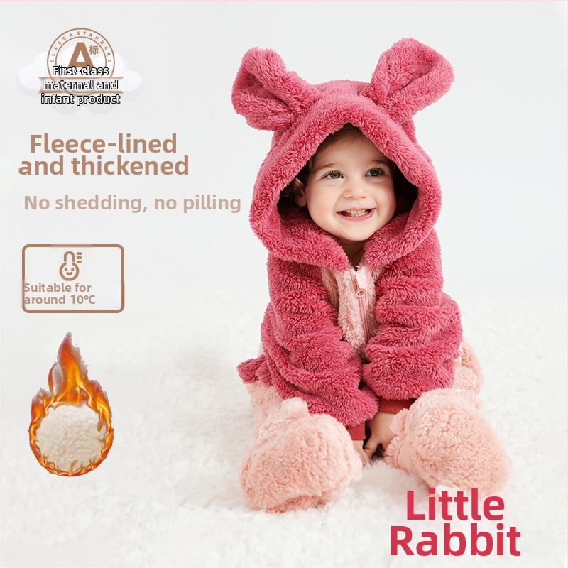 Bebriuko kombinezonas su Panda motyvu, gobtuvu iš Sherpa pūkų, storas audinys, užtrauktukas, amžius 1–3 metų (aukštis 80–100 cm)