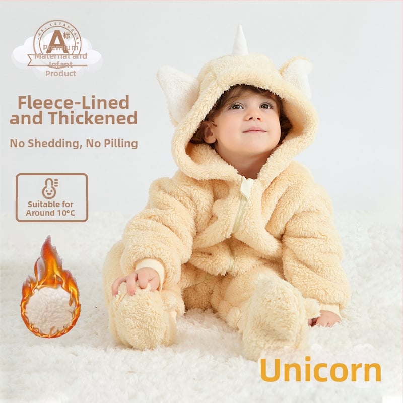 Bebriuko kombinezonas su Panda motyvu, gobtuvu iš Sherpa pūkų, storas audinys, užtrauktukas, amžius 1–3 metų (aukštis 80–100 cm)