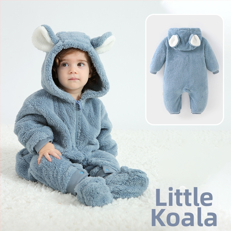 Bebriuko kombinezonas su Panda motyvu, gobtuvu iš Sherpa pūkų, storas audinys, užtrauktukas, amžius 1–3 metų (aukštis 80–100 cm)