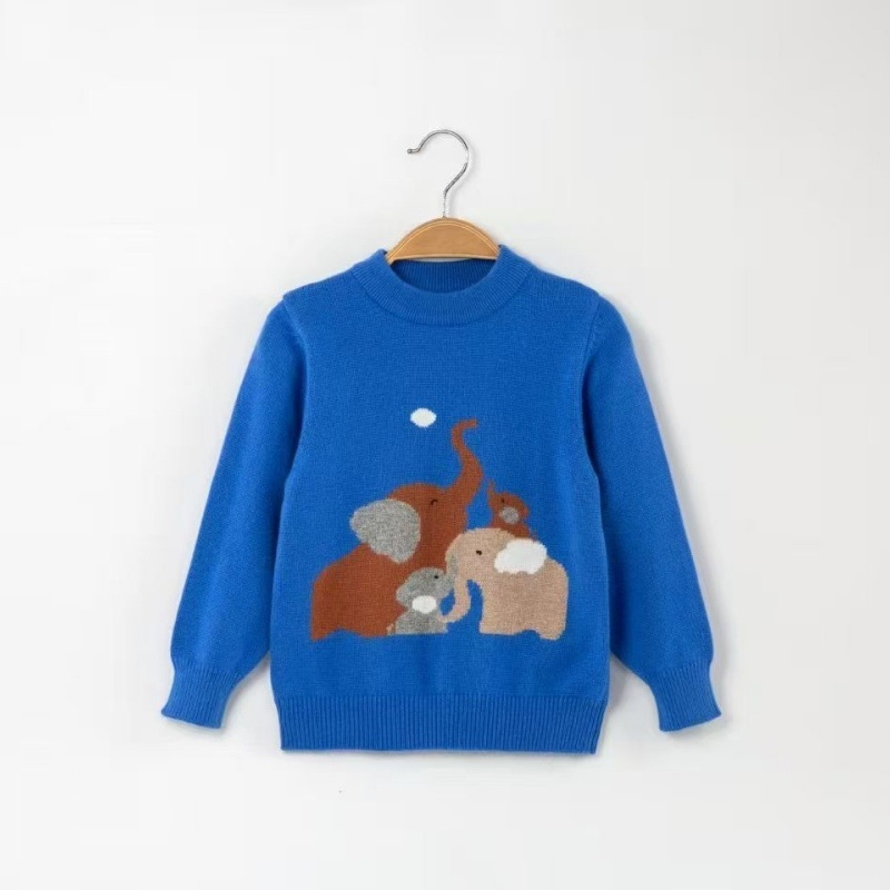 Vaikų megztinis su panda modeliu, kašmyro-vilnos mišinys, ilgos rankovės, apvalus kaklas