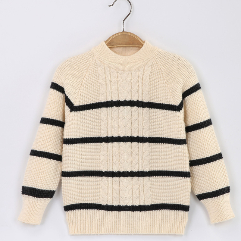 Vaikų megztinis su panda modeliu, kašmyro-vilnos mišinys, ilgos rankovės, apvalus kaklas