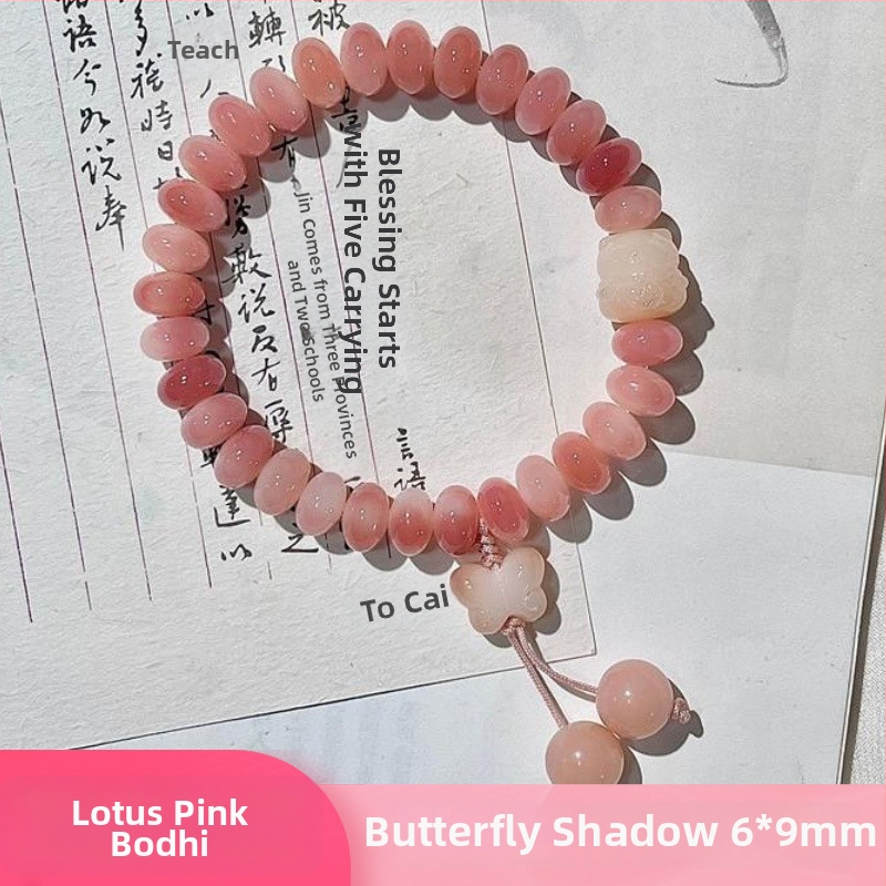 broskyňovo-ružový náramok z Bodhi koreňov, Tara šperky, unisex, 10 mm, 38 korálok
