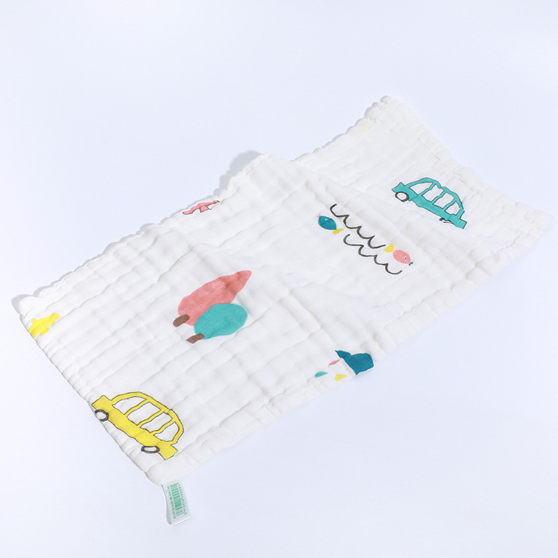 Hat réteg pamut géz nyálkendő babáknak és gyerekeknek – nagy sűrűség, nedvszívó, mintás rajzfilmmel