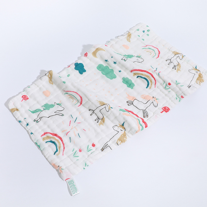 Hat réteg pamut géz nyálkendő babáknak és gyerekeknek – nagy sűrűség, nedvszívó, mintás rajzfilmmel