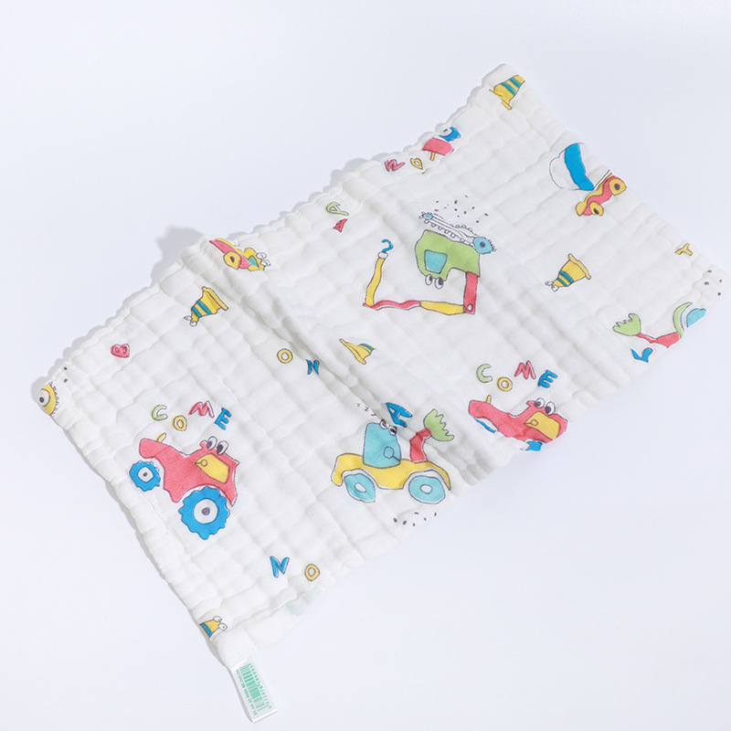 Hat réteg pamut géz nyálkendő babáknak és gyerekeknek – nagy sűrűség, nedvszívó, mintás rajzfilmmel