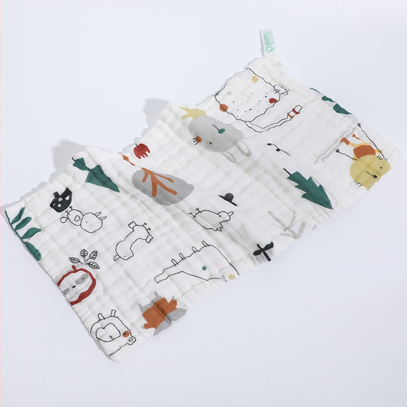 Hat réteg pamut géz nyálkendő babáknak és gyerekeknek – nagy sűrűség, nedvszívó, mintás rajzfilmmel