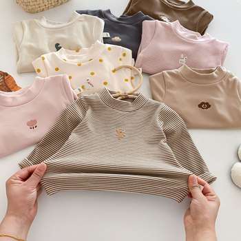 Vaikų termo pagrindinis marškinėlis korėjietišku stiliumi su šildymo pluoštu, ilgos rankovės, žiemai, 91% poliesteris