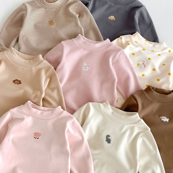 Vaikų termo pagrindinis marškinėlis korėjietišku stiliumi su šildymo pluoštu, ilgos rankovės, žiemai, 91% poliesteris