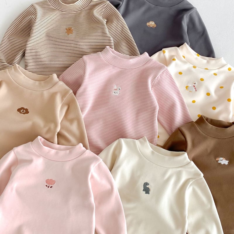 Vaikų termo pagrindinis marškinėlis korėjietišku stiliumi su šildymo pluoštu, ilgos rankovės, žiemai, 91% poliesteris