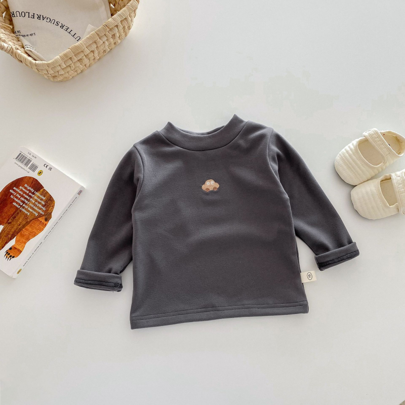 Vaikų termo pagrindinis marškinėlis korėjietišku stiliumi su šildymo pluoštu, ilgos rankovės, žiemai, 91% poliesteris