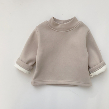 Vaikų žieminis megztinis su fliso pamušalu, Korejos stiliaus, 95% medvilnė, ilgos rankovės, be gobtuvo, amžius 1–3 m, sezona žiema