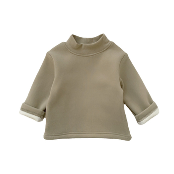 Vaikų žieminis megztinis su fliso pamušalu, Korejos stiliaus, 95% medvilnė, ilgos rankovės, be gobtuvo, amžius 1–3 m, sezona žiema