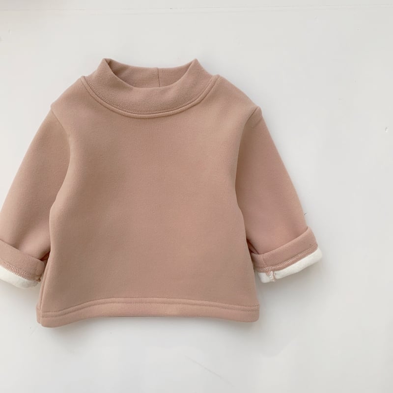 Vaikų žieminis megztinis su fliso pamušalu, Korejos stiliaus, 95% medvilnė, ilgos rankovės, be gobtuvo, amžius 1–3 m, sezona žiema