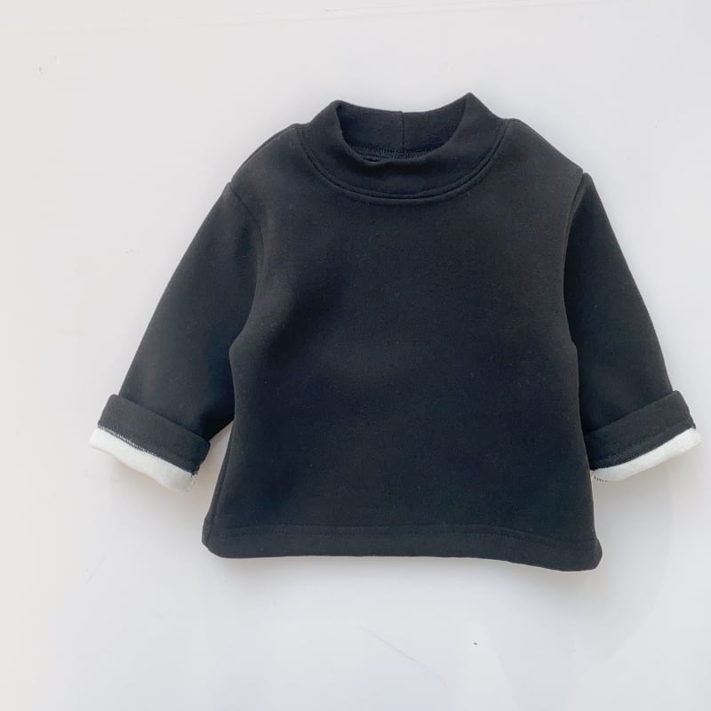 Vaikų žieminis megztinis su fliso pamušalu, Korejos stiliaus, 95% medvilnė, ilgos rankovės, be gobtuvo, amžius 1–3 m, sezona žiema