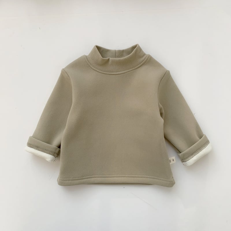 Vaikų žieminis megztinis su fliso pamušalu, Korejos stiliaus, 95% medvilnė, ilgos rankovės, be gobtuvo, amžius 1–3 m, sezona žiema