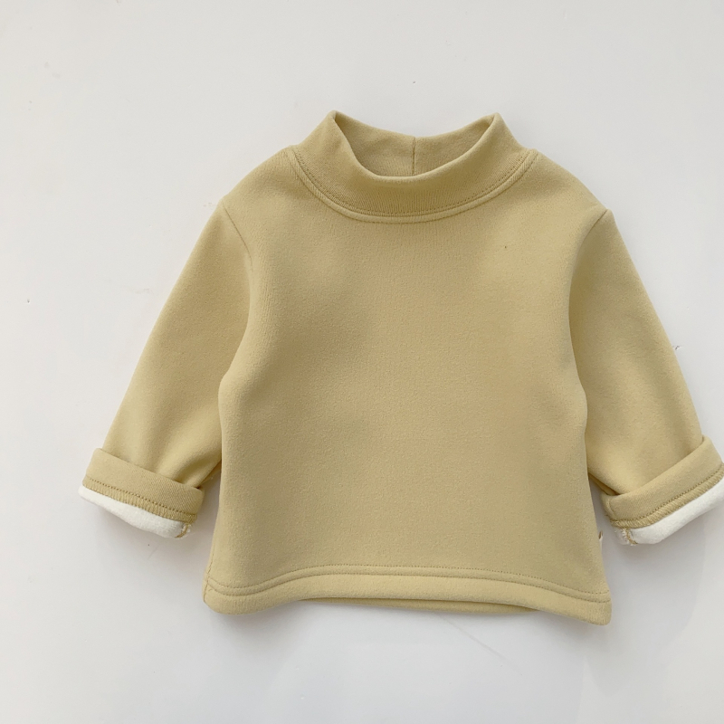 Vaikų žieminis megztinis su fliso pamušalu, Korejos stiliaus, 95% medvilnė, ilgos rankovės, be gobtuvo, amžius 1–3 m, sezona žiema