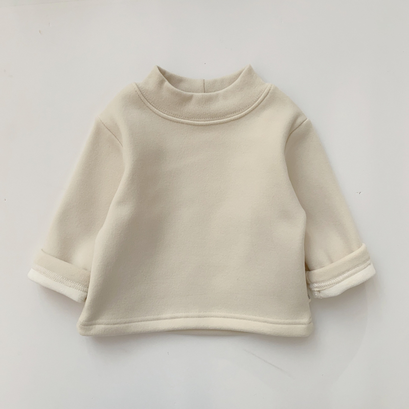 Vaikų žieminis megztinis su fliso pamušalu, Korejos stiliaus, 95% medvilnė, ilgos rankovės, be gobtuvo, amžius 1–3 m, sezona žiema