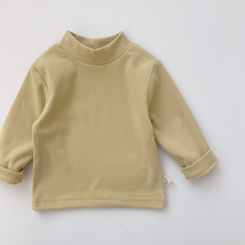 Vaikų žieminis megztinis su fliso pamušalu, Korejos stiliaus, 95% medvilnė, ilgos rankovės, be gobtuvo, amžius 1–3 m, sezona žiema