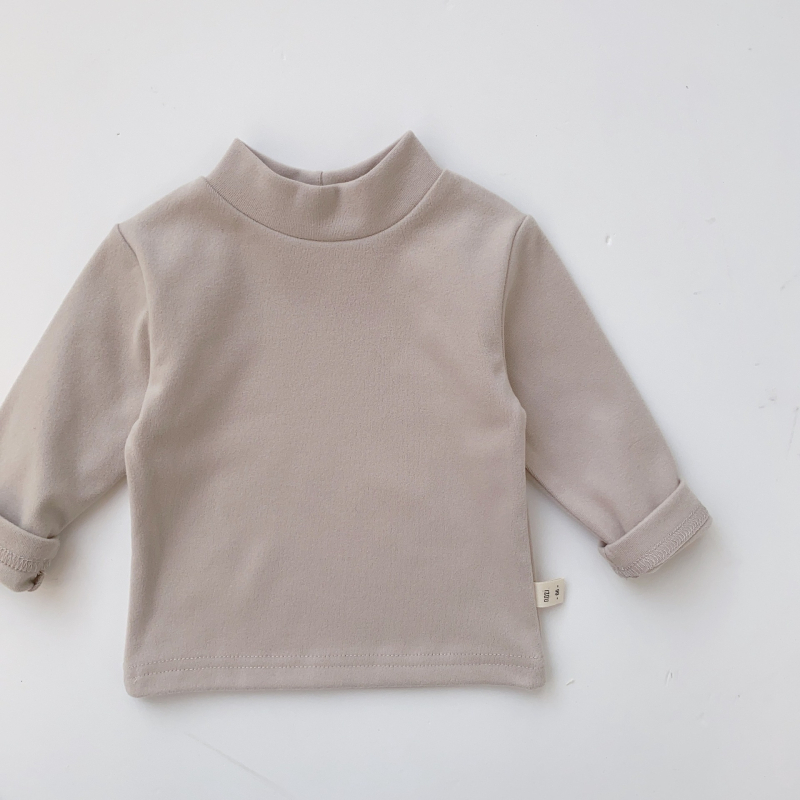 Vaikų žieminis megztinis su fliso pamušalu, Korejos stiliaus, 95% medvilnė, ilgos rankovės, be gobtuvo, amžius 1–3 m, sezona žiema