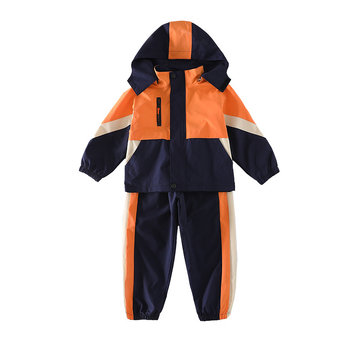 Tryjų dalių mokyklinės uniformos komplektas (švarkas + marškiniai su ilgomis rankovėmis + kelnės), 100% acetato pluoštas, unisex, nuimamas gobtuvas, vaikams 3–8 metai