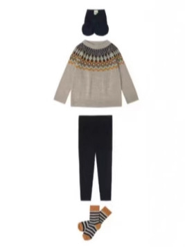 Vaikiškas merino vilnos džemperis - unisex, apvali kaklo, ilgomis rankovėmis, plona vilna, amžius 3–8 metai