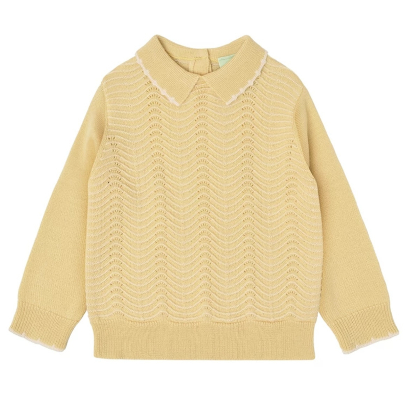 Vaikiškas merino vilnos džemperis - unisex, apvali kaklo, ilgomis rankovėmis, plona vilna, amžius 3–8 metai