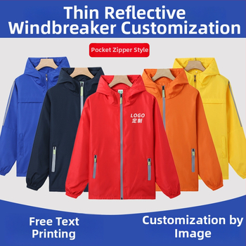 Plāna vēja jaka ar reklāmas logotipu, poliesters, garas piedurknes, rāvējslēdzējs, brīvā piegriezuma