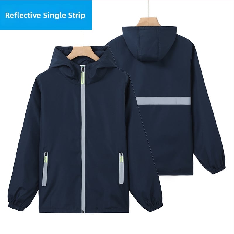 Plāna vēja jaka ar reklāmas logotipu, poliesters, garas piedurknes, rāvējslēdzējs, brīvā piegriezuma