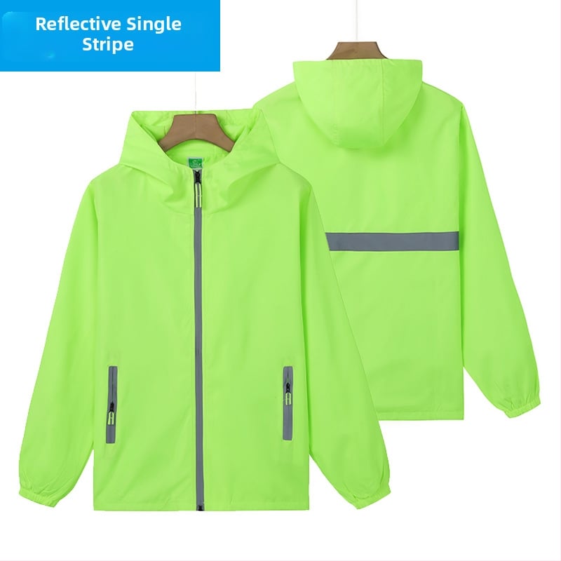 Plāna vēja jaka ar reklāmas logotipu, poliesters, garas piedurknes, rāvējslēdzējs, brīvā piegriezuma