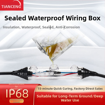 Liimiga täidetud veekindel jaotuskast välisvalgustusele, 1 sisend, 2 väljundit, isolatsiooniga ja tihendatud, pritsmekaitse