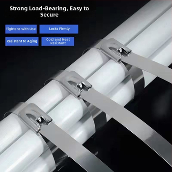 304/201 nerūdijančio plieno kabeliniai dirželiai, savisaugantys užraktai, aukštos temperatūros atsparumas, lauko oksidacijos ir korozijos atsparumas, 50 vnt