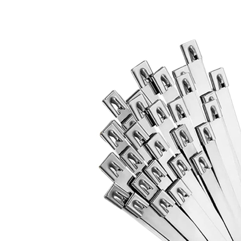 304/201 nerūdijančio plieno kabeliniai dirželiai, savisaugantys užraktai, aukštos temperatūros atsparumas, lauko oksidacijos ir korozijos atsparumas, 50 vnt