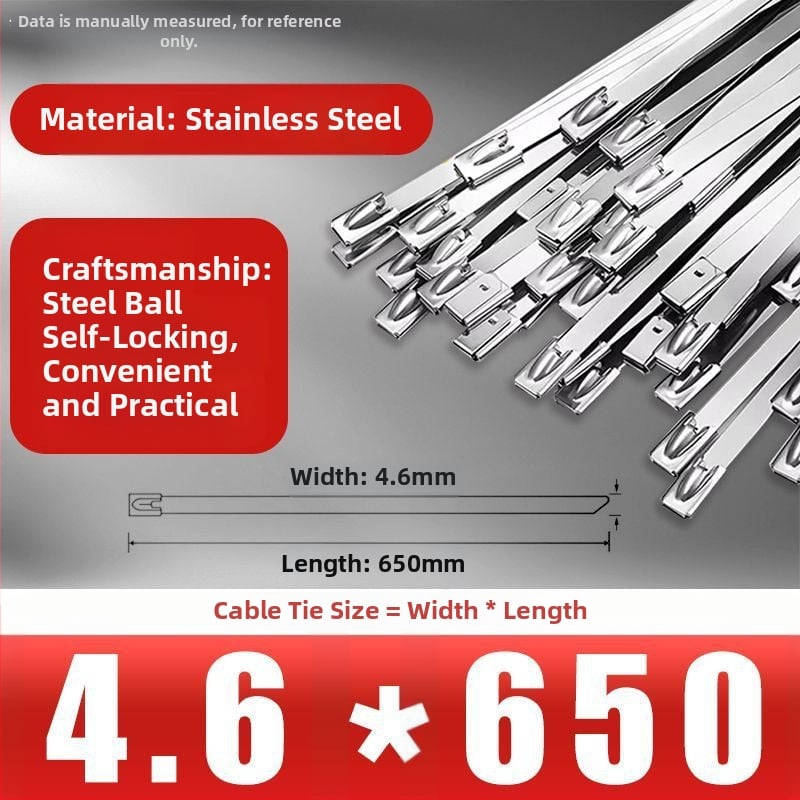 304/201 nerūdijančio plieno kabeliniai dirželiai, savisaugantys užraktai, aukštos temperatūros atsparumas, lauko oksidacijos ir korozijos atsparumas, 50 vnt